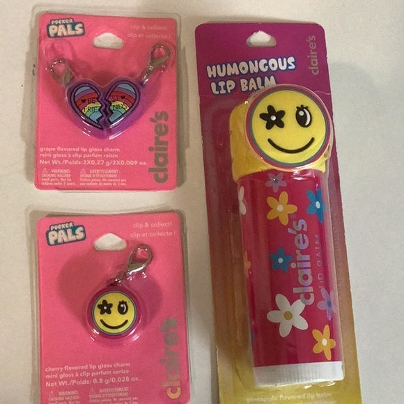 Claire’s Humongous Pineapple Lip balm & 2 Flavored Lipgloss Charms New - Picture 1 of 5